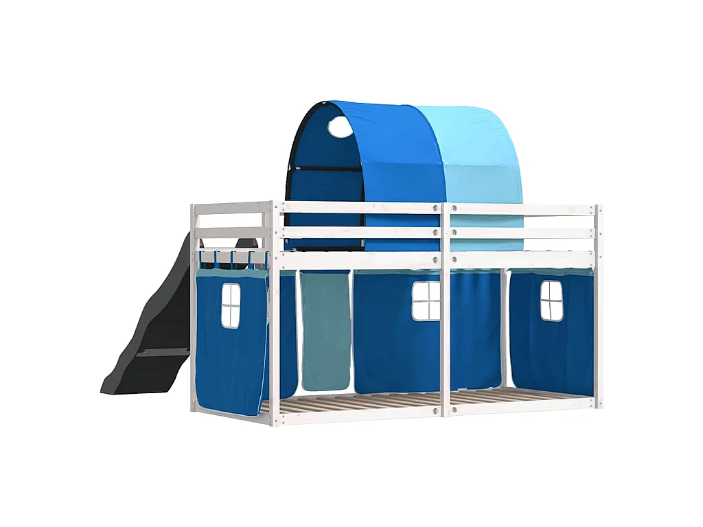 Beliche com escorrega e cortinas 90x200 cm azul