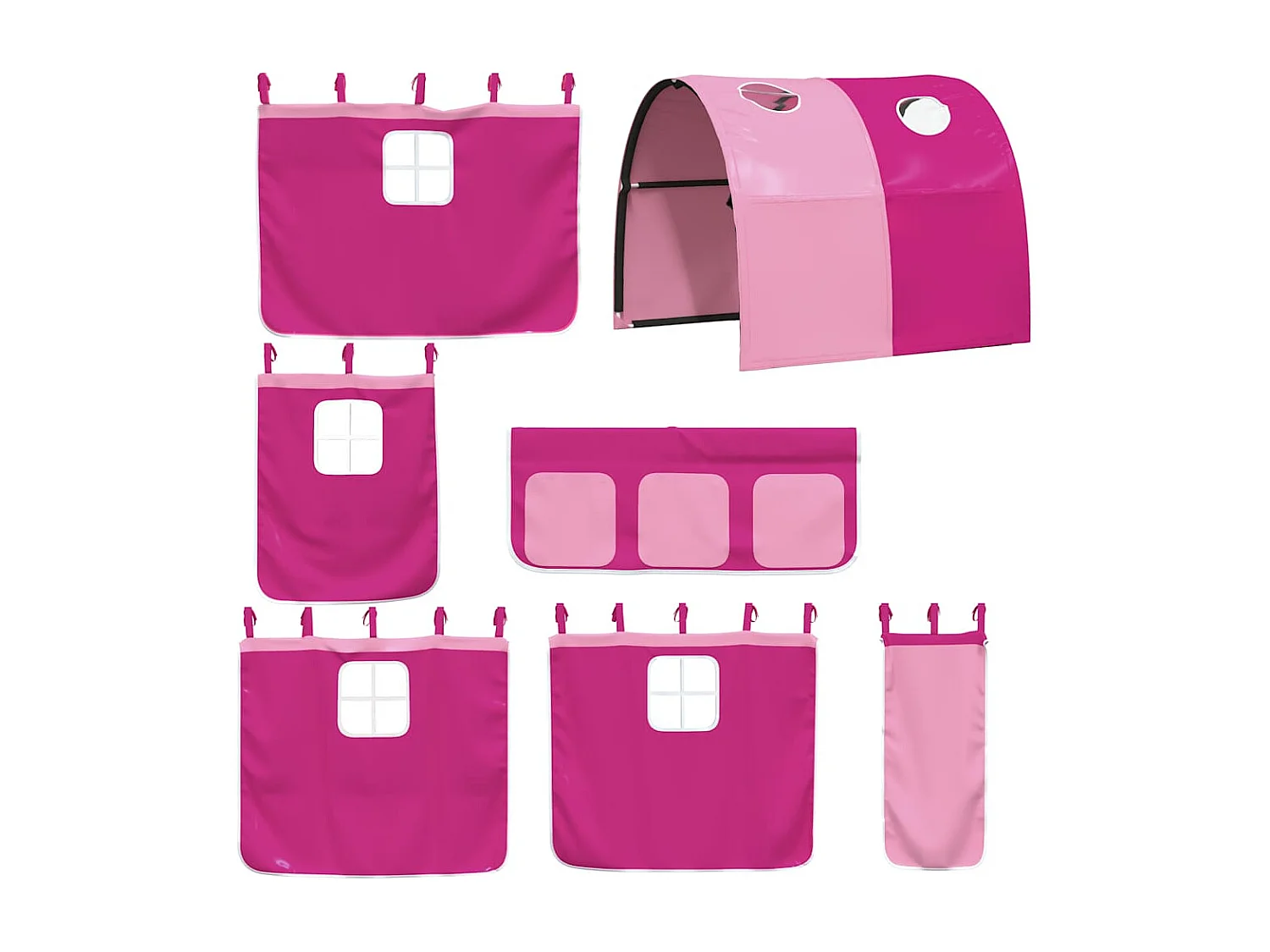 Lit superposé sans matelas avec toboggan et rideaux 90x200 cm