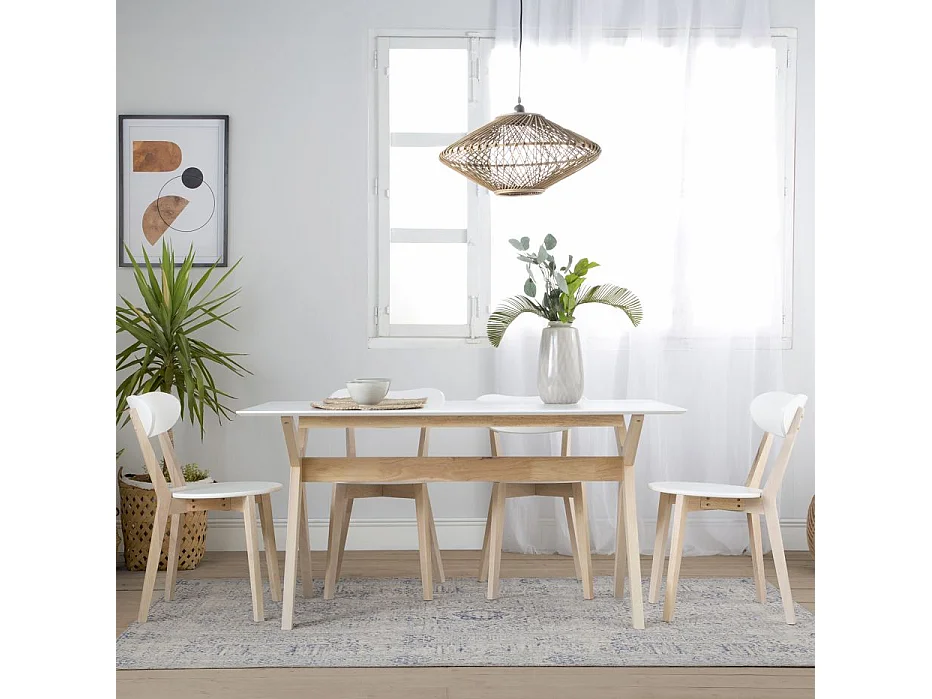 Table à manger en bois massif naturel 150x75