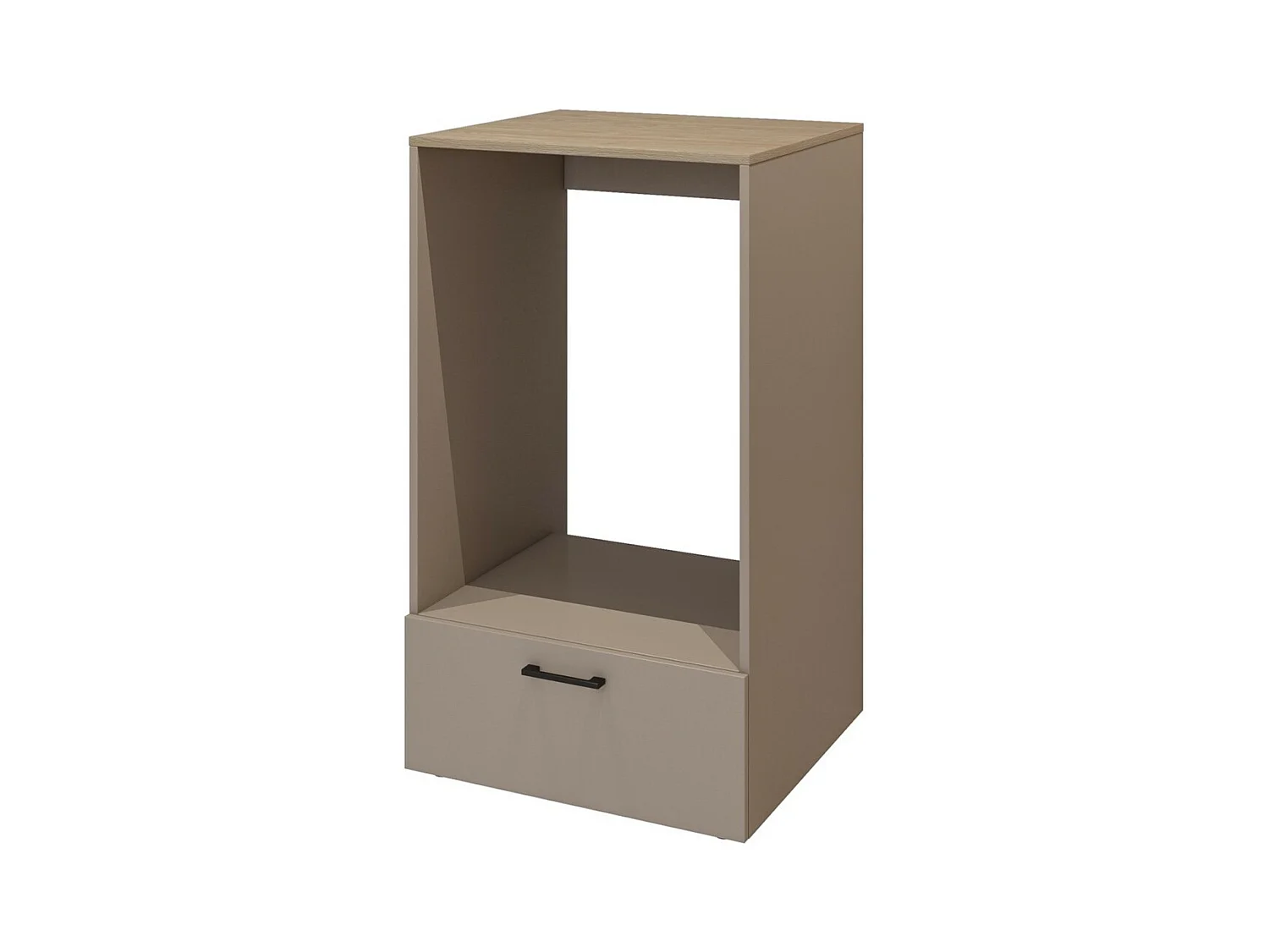 Meuble de rangement pour machine à laver collection WASHING – 1 tiroir – Taupe et chêne