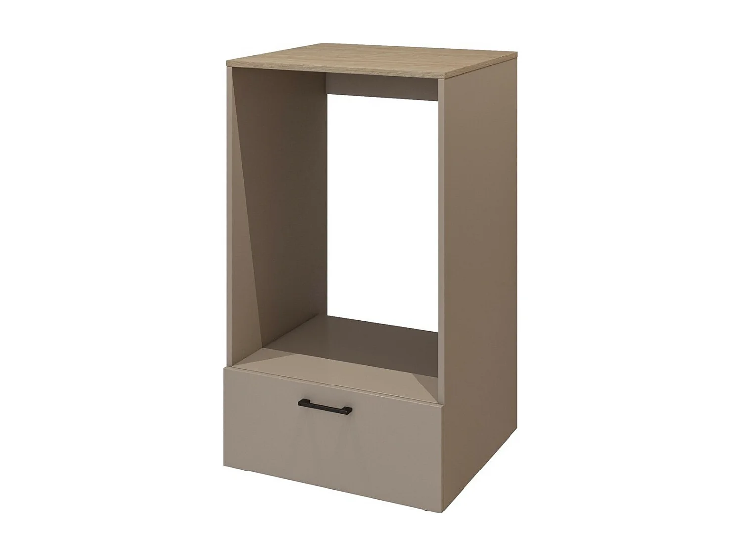 Meuble de rangement pour machine à laver collection WASHING – 1 tiroir – Taupe et chêne