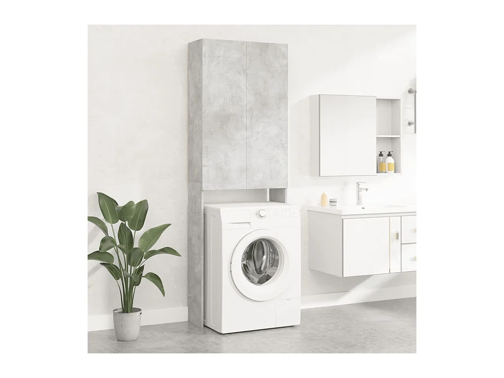 Meuble pour machine à laver Gris béton 64x25,5x190 cm