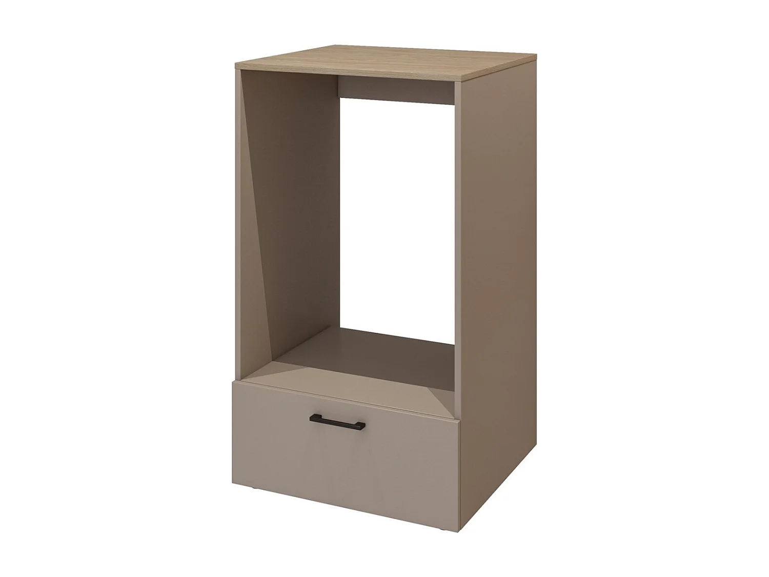 Ensemble de meuble de rangement pour machine à laver collection WASHING – Meuble bas et meuble haut – Taupe et chêne