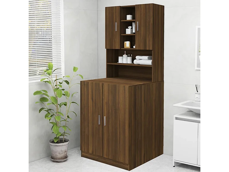 Kast voor Wasmachine Bruin Eiken 70,5x25,5x90 cm met Grote Moderne Opbergruimte