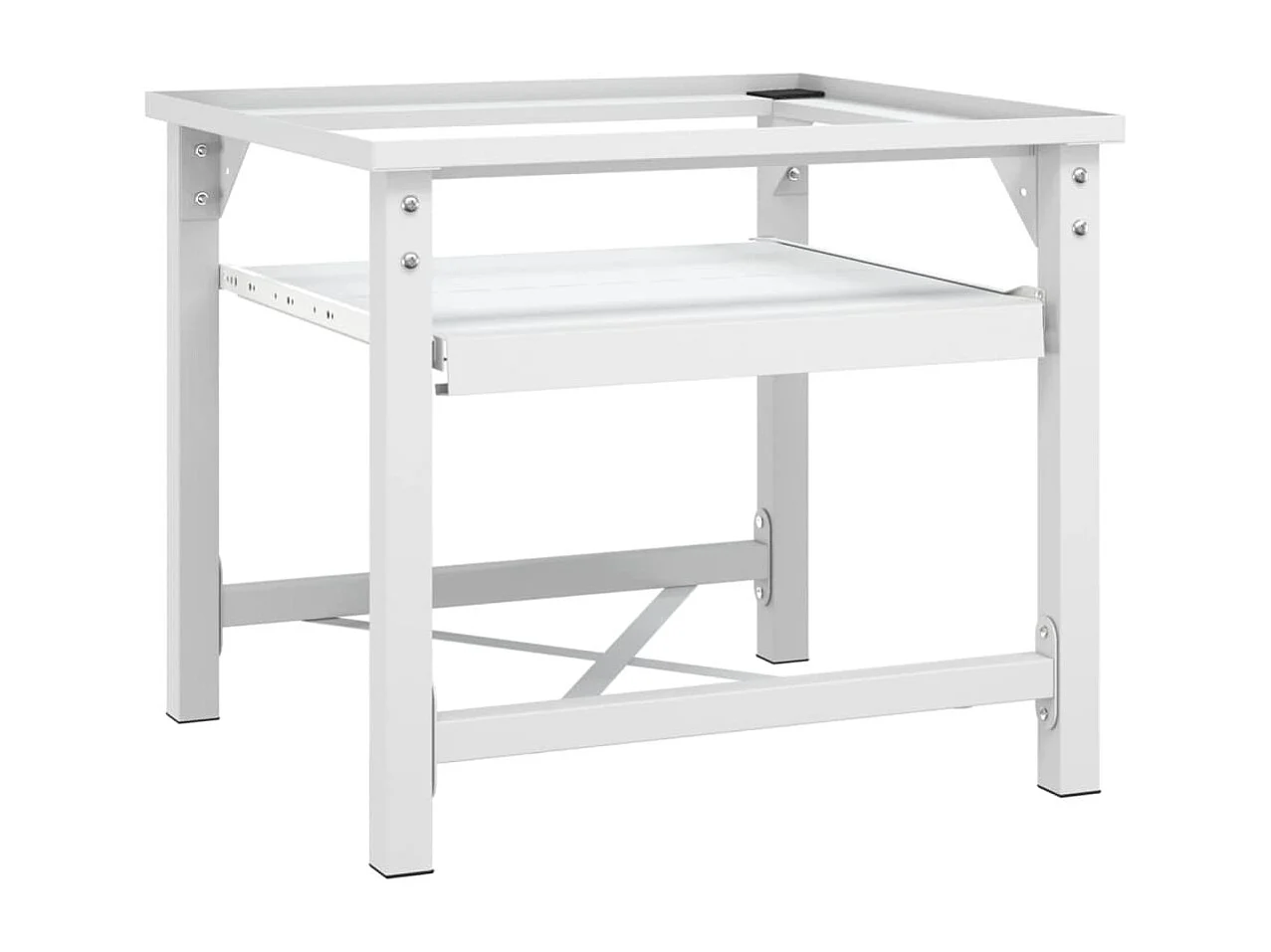 Socle pour machine à laver avec étagère coulissante Blanc