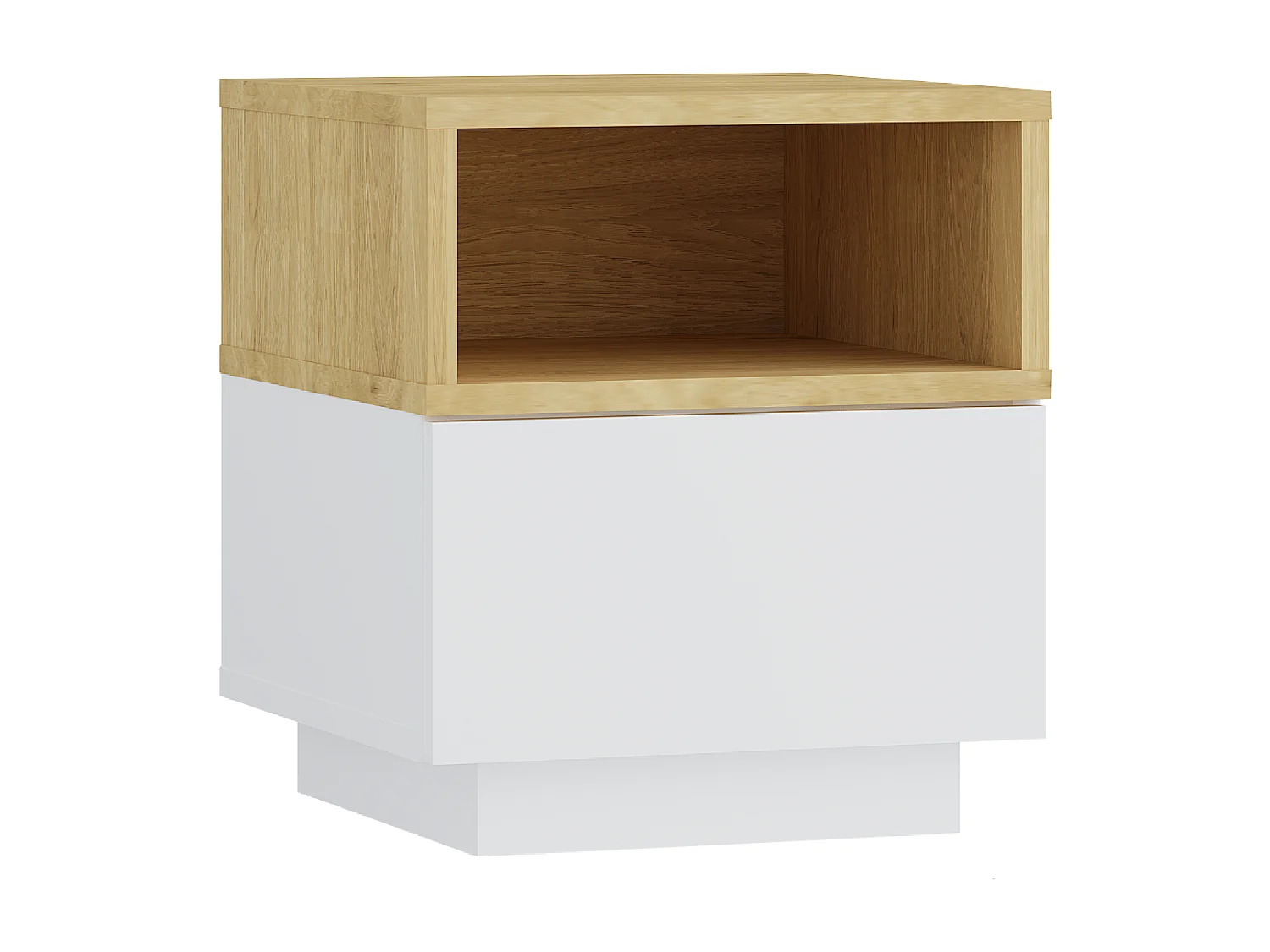 Lot de 2 tables de chevet 1 tiroir et 1 niche - Blanc et naturel - VYLARA