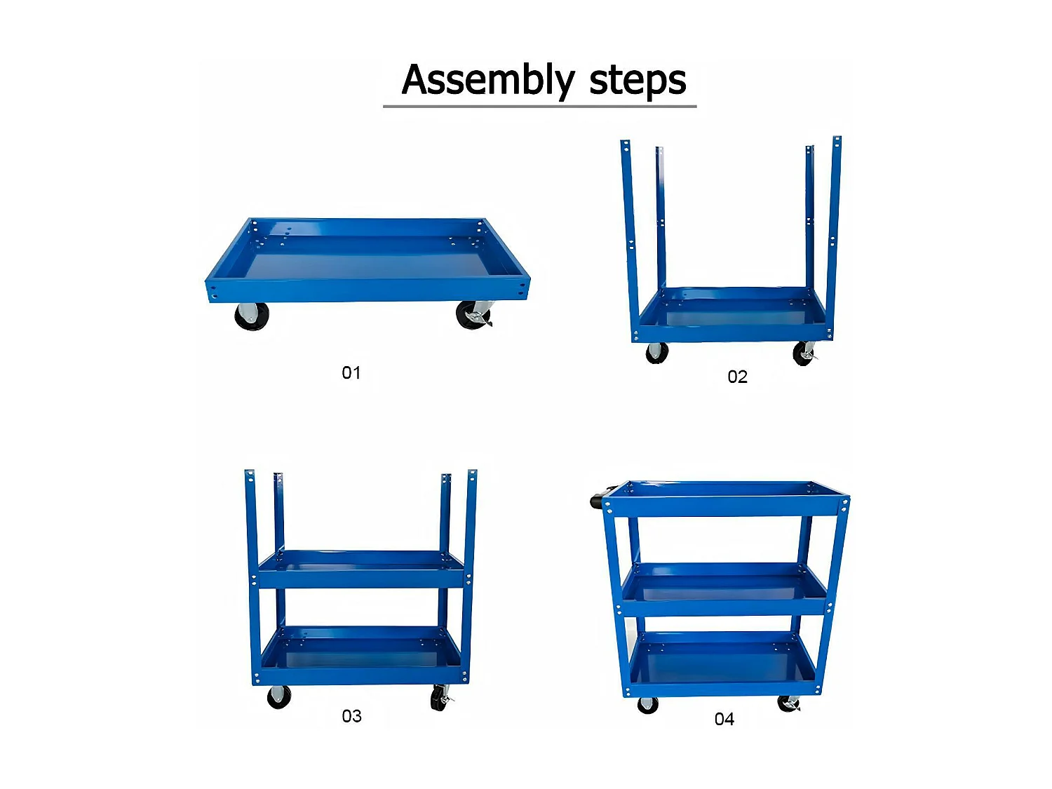 Chariot à outils pour atelier, stockage d'outils, roue caoutchouc solide, max200kg, 66x36x74cm