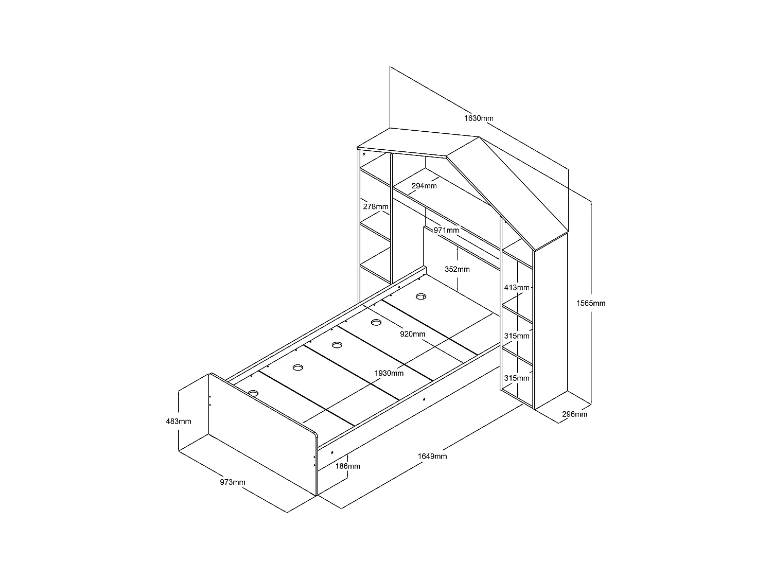 Łóżko domek 90 x 190 cm - Biały i naturalny + Materac - JERACO