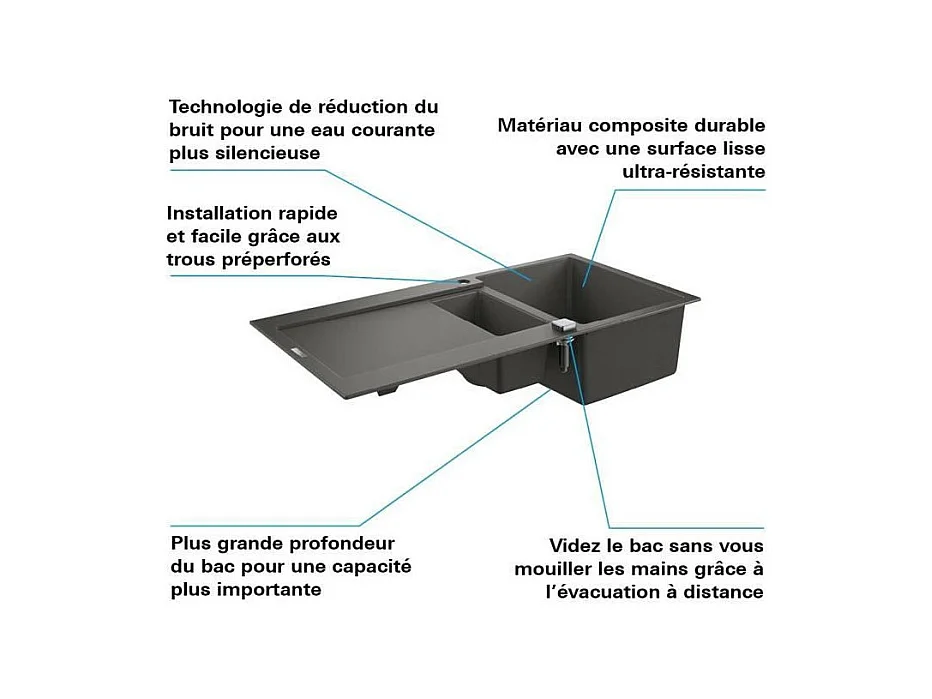 Evier composite avec egouttoir - GROHE - K500