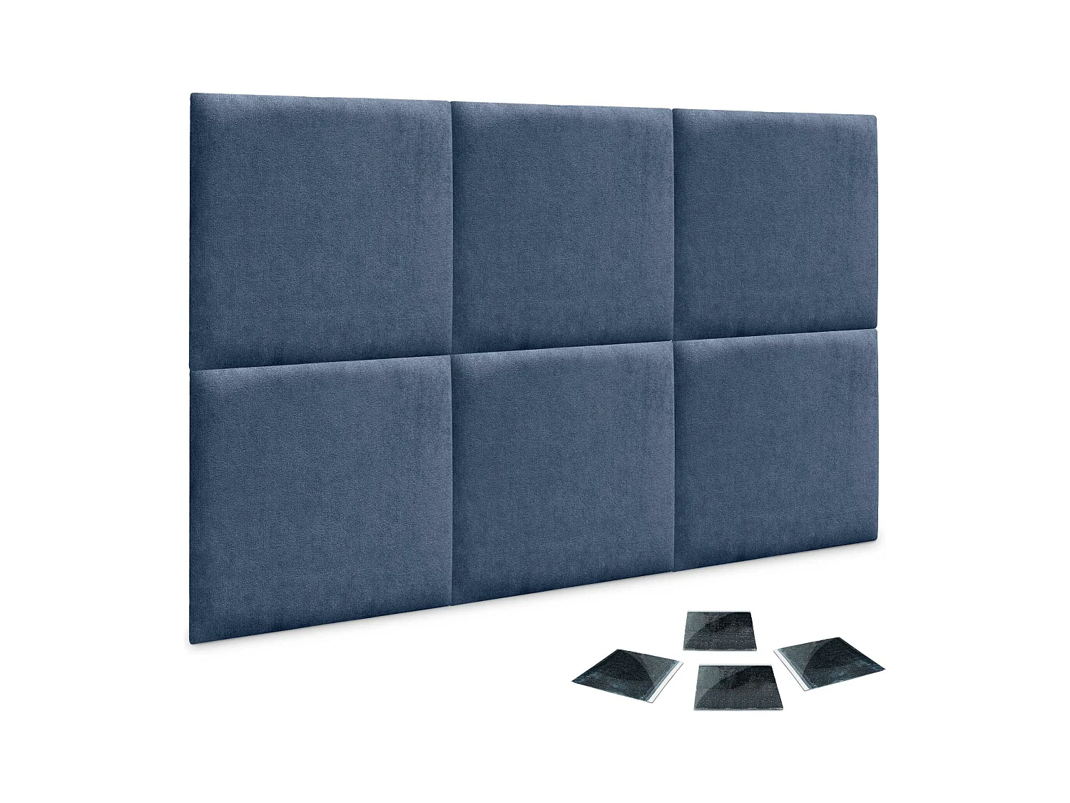 DHOME Set di 6 Pannelli Rivestiti in Tessuto Aqualine Autoadesivi per Parete Acustici Assorbenti Protezione Impatti Testiere (Blu, 50x50cm, x6)