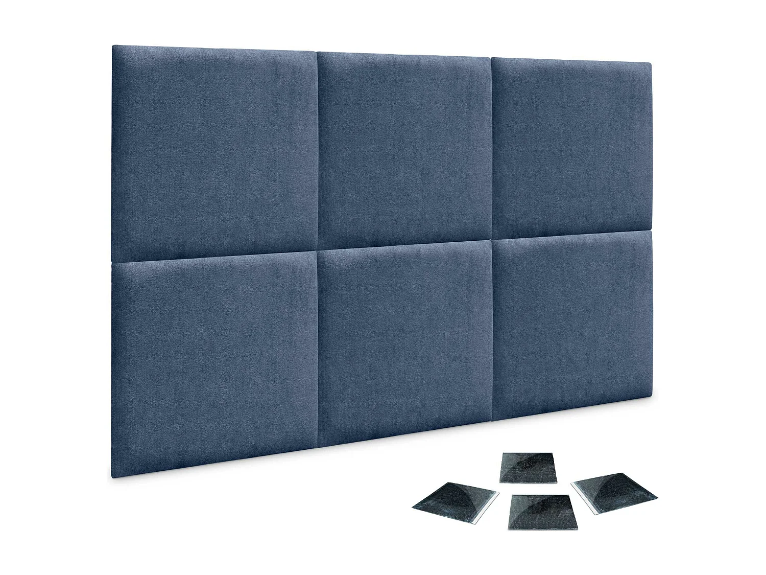 DHOME Lot de 6 Panneaux Rembourrés en Tissu Aqualine Autocollants pour Mur Acoustiques Absorbants Protection contre les Chocs (Bleu, 50x50cm, x6)
