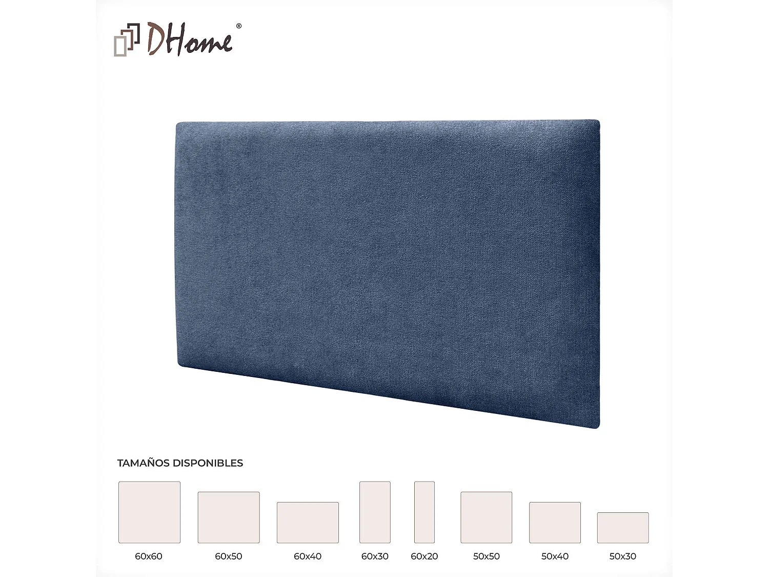 DHOME Lot de 8 Panneaux Rembourrés en Tissu Aqualine Autocollants pour Mur Acoustiques Absorbants Protection contre les Chocs (Bleu, 60x50cm, x8)