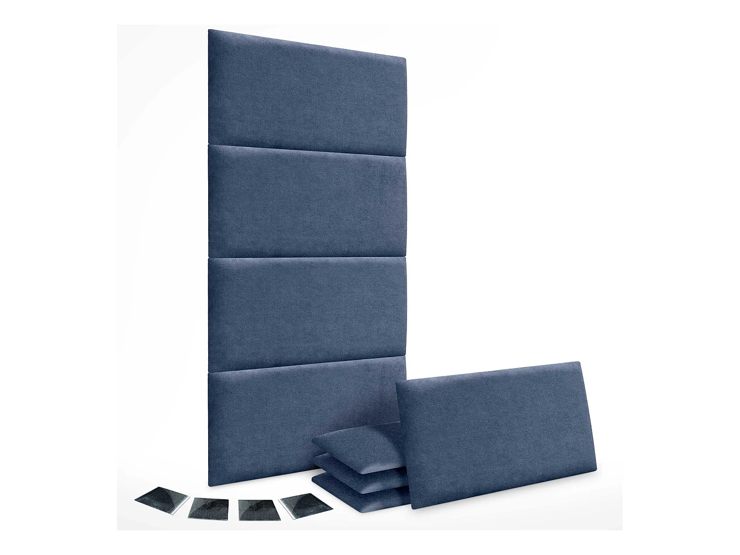 DHOME set van 8 zelfklevende gestoffeerde panelen voor muur, geluidsabsorberend, schokbescherming, hoofdbord (Blauw, 60x50cm, x8)