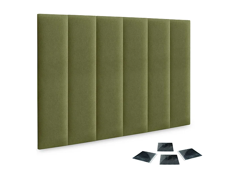 DHOME Lot de 6 Panneaux Rembourrés en Tissu Aqualine Autocollants pour Mur Acoustiques Absorbants Protection contre les Chocs (Vert, 60x20cm, x6)