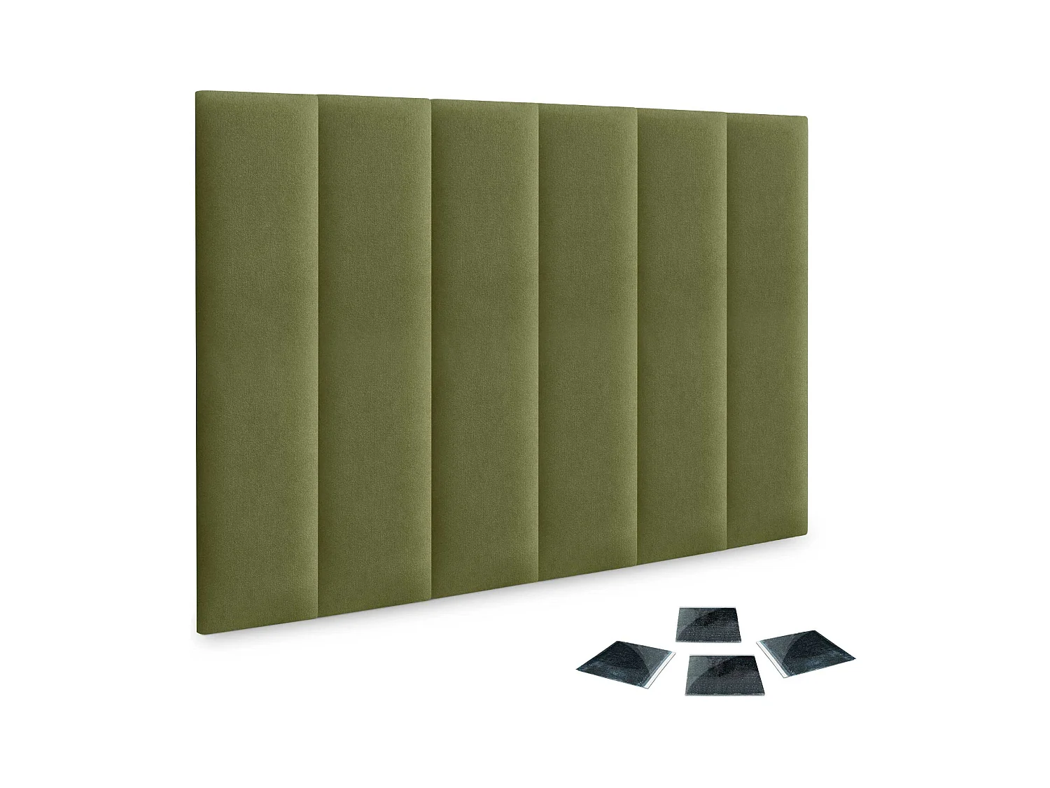 DHOME Set di 6 Pannelli Rivestiti in Tessuto Aqualine Autoadesivi per Parete Acustici Assorbenti Protezione Impatti Testiere (Verde, 60x20cm, x6)
