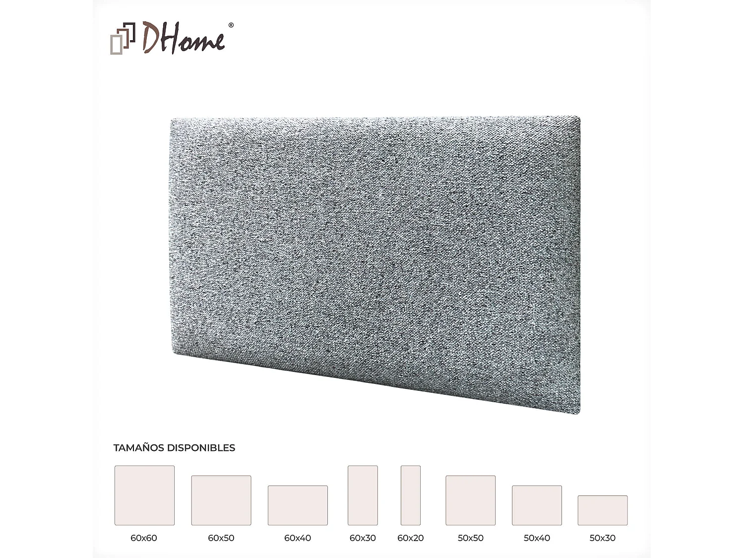 DHOME Lot de 6 Panneaux Rembourrés en Tissu Aqualine Autocollants pour Mur Acoustiques Absorbants Protection contre les choc (Gris perle, 50x40cm, x6)