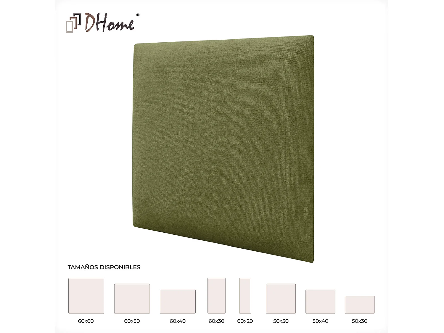DHOME Lot de 6 Panneaux Rembourrés en Tissu Aqualine Autocollants pour Mur Acoustiques Absorbants Protection contre les Chocs (Vert, 50x50cm, x6)