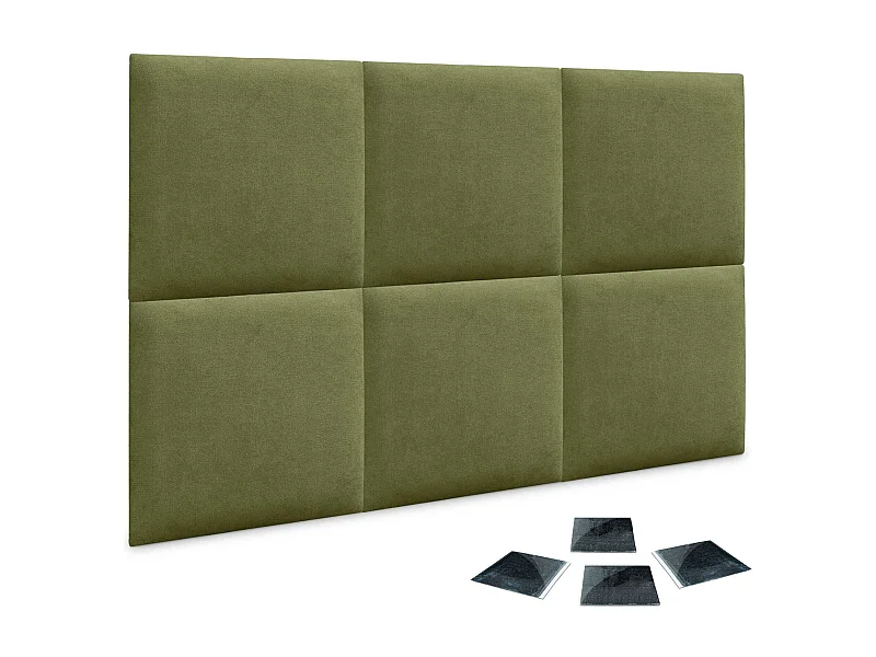 DHOME juego de 6 Paneles Tapizados de Tela Autoadhesivos para Pared Acústicos Absorbentes Protección Impactos Cabeceros (Verde, 50x50cm, x6)