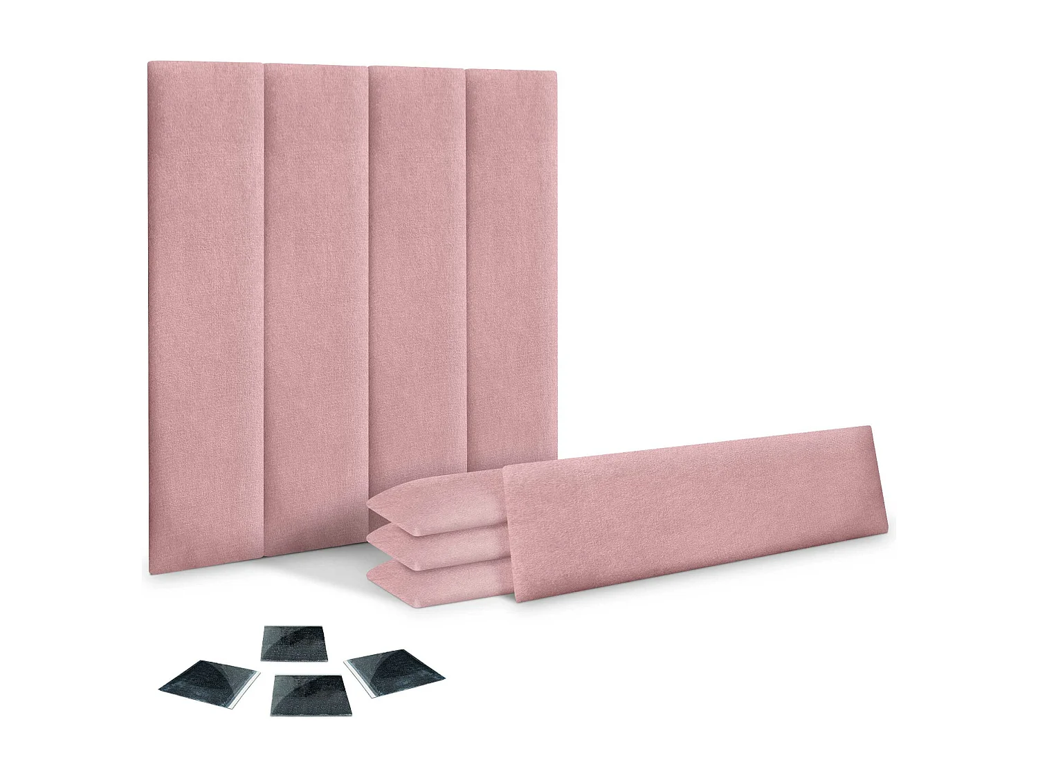 DHOME juego de 8 Paneles Tapizados de Tela Autoadhesivos para Pared Acústicos Absorbentes Protección Impactos Cabeceros (Rosa, 60x30cm, x8)