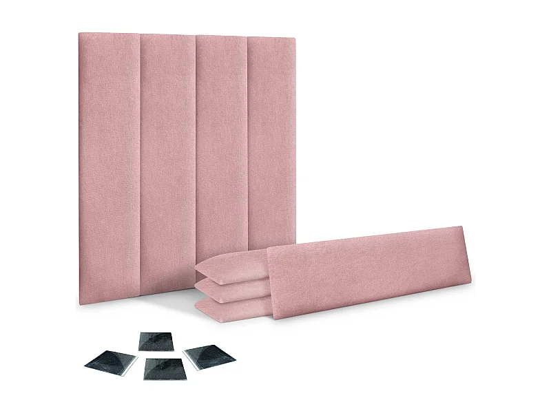 DHOME juego de 8 Paneles Tapizados de Tela Autoadhesivos para Pared Acústicos Absorbentes Protección Impactos Cabeceros (Rosa, 60x30cm, x8)