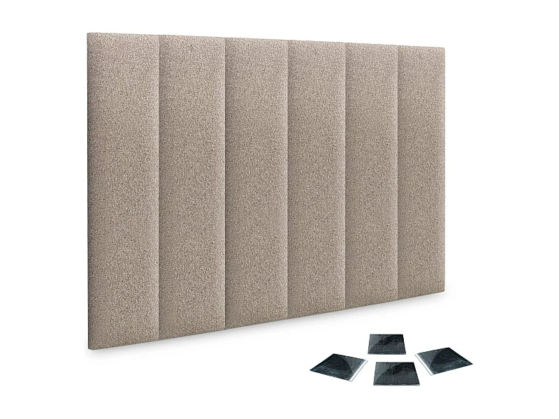 DHOME juego de 6 Paneles Tapizados de Tela Autoadhesivos para Pared Acústicos Absorbentes Protección Impactos Cabeceros (Arena, 60x20cm, x6)