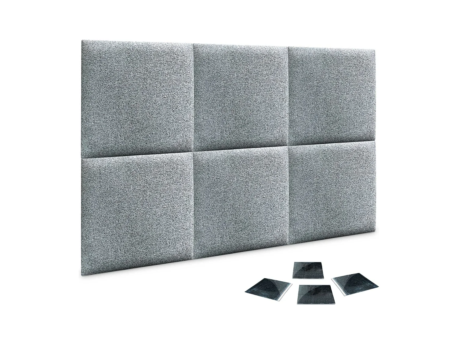 DHOME Set aus 6 Selbstklebende, gepolsterte Stoffpaneele für Wand, schallabsorbierend, stoßfest, Kopfteil (Perlgrau, 50x50cm, x6)