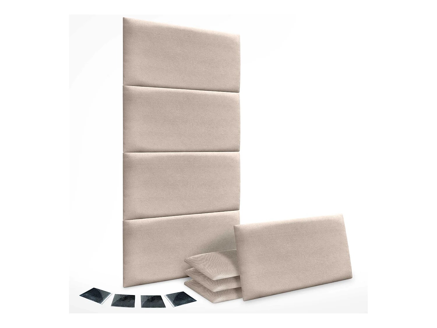 DHOME juego de 8 Paneles Tapizados de Tela Autoadhesivos para Pared Acústicos Absorbentes Protección Impactos Cabeceros (Beige, 50x30cm, x8)