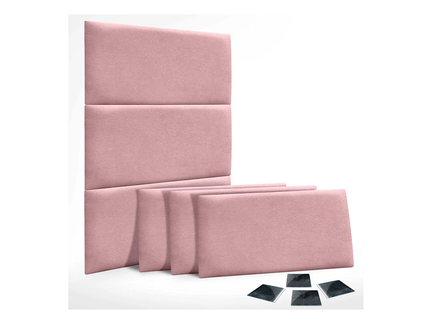 DHOME Set aus 6 Selbstklebende, gepolsterte Stoffpaneele für Wand, schallabsorbierend, stoßfest, Kopfteil (Rosa, 50x40cm, x6)
