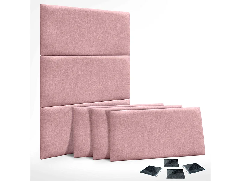 DHOME Set di 6 Pannelli Rivestiti in Tessuto Aqualine Autoadesivi per Parete Acustici Assorbenti Protezione Impatti Testiere (Rosa, 50x40cm, x6)