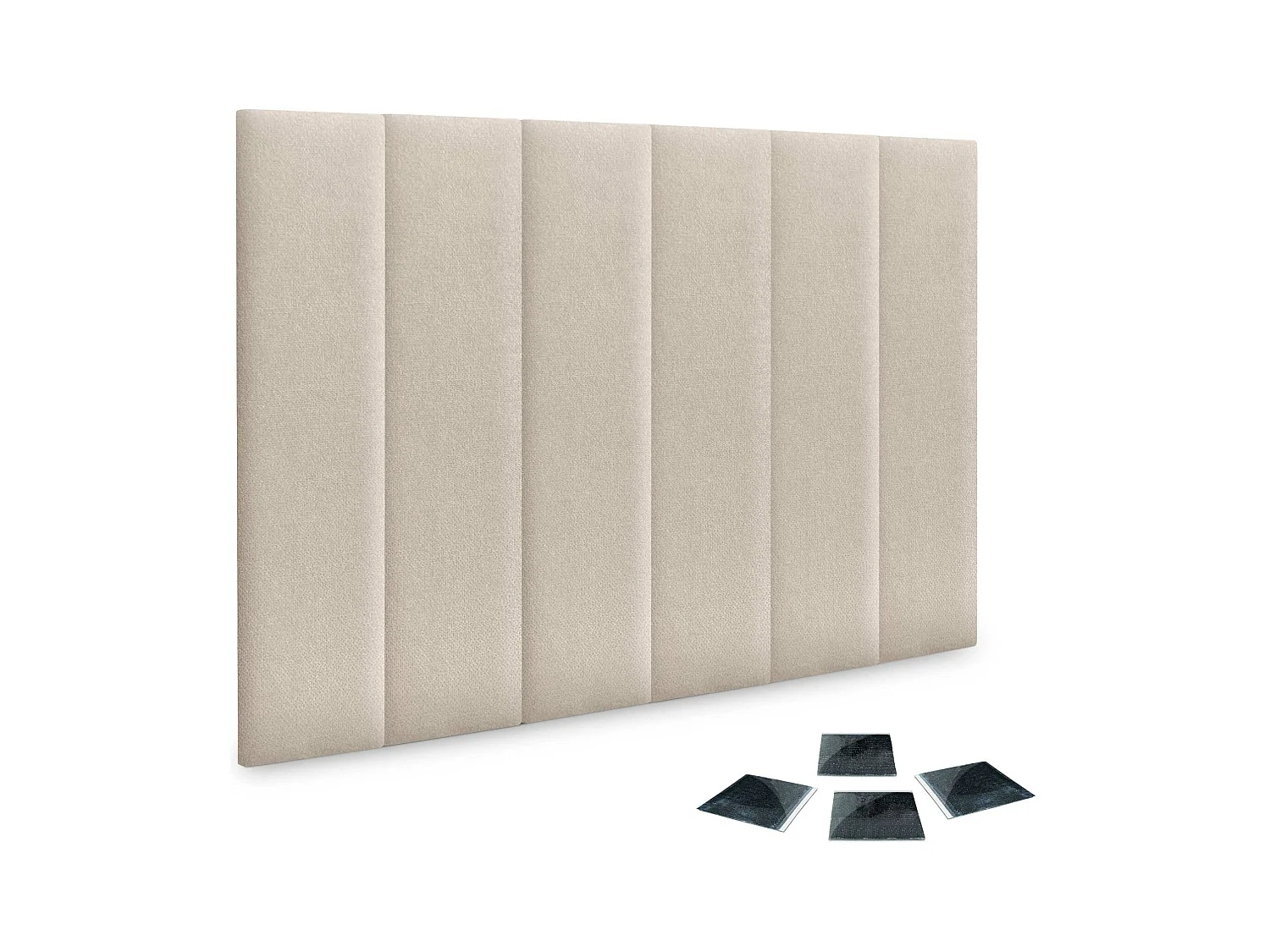 DHOME Lot de 6 Panneaux Rembourrés en Tissu Aqualine Autocollants pour Mur Acoustiques Absorbants Protection contre les Chocs (Beige, 60x20cm, x6)