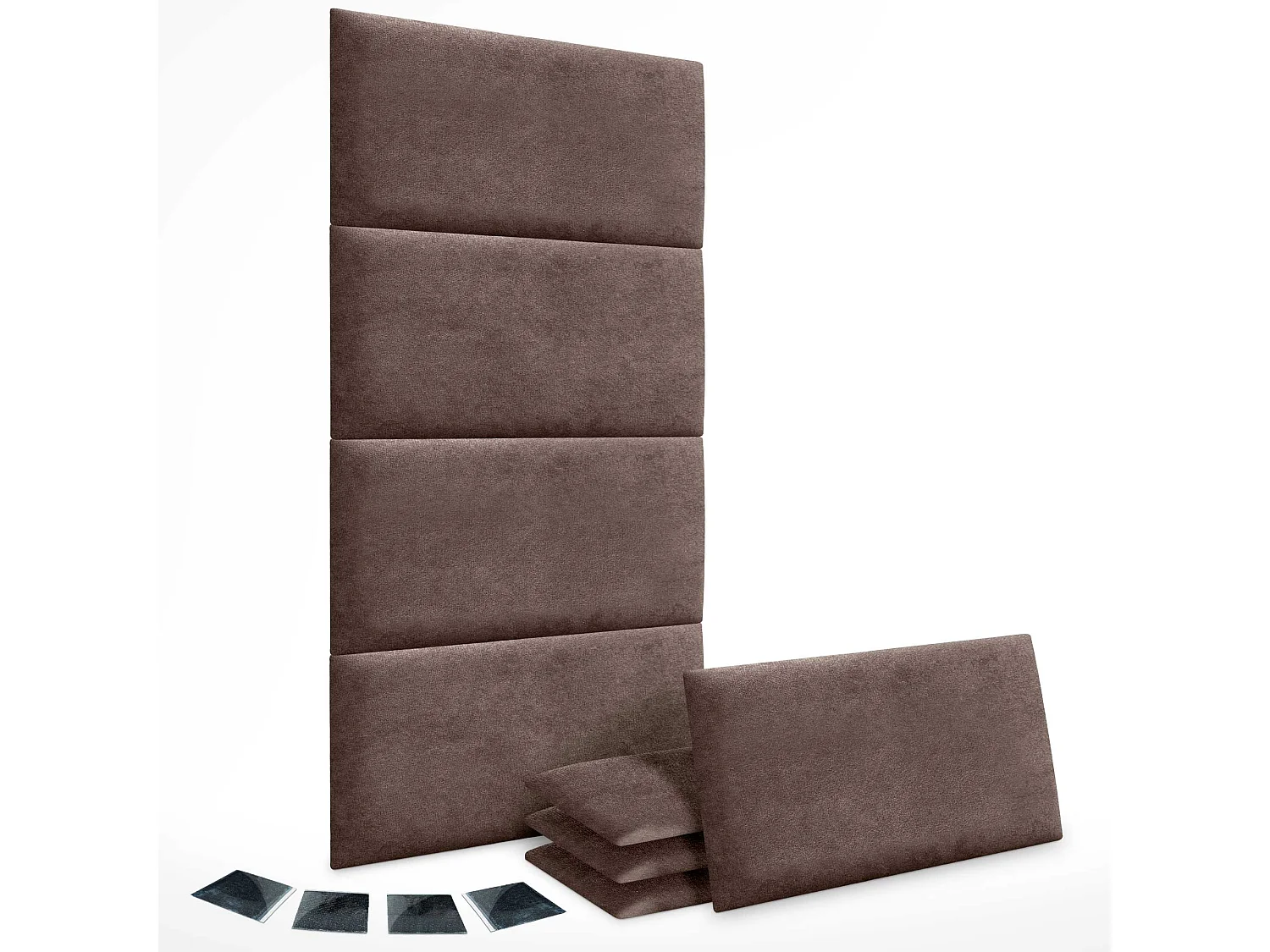 DHOME Lot de 8 Panneaux Rembourrés en Tissu Aqualine Autocollants pour Mur Acoustiques Absorbants Protection contre (Marron chocolat, 50x40cm,x8)