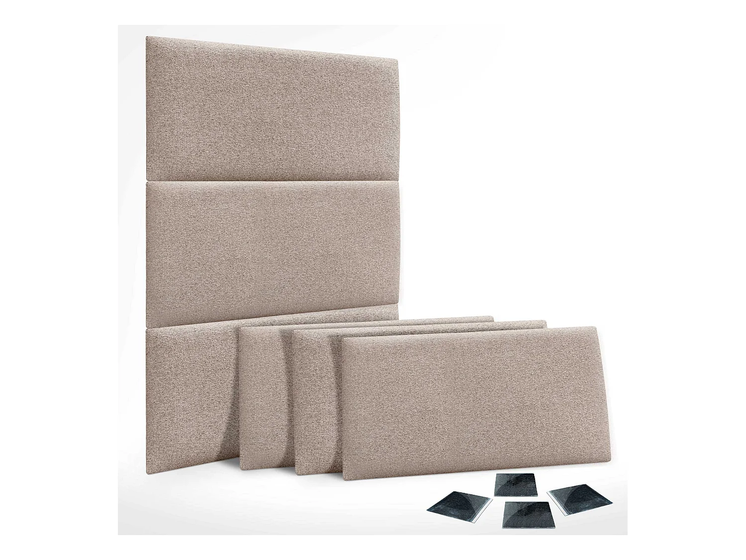 DHOME juego de 6 Paneles Tapizados de Tela Autoadhesivos para Pared Acústicos Absorbentes Protección Impactos Cabeceros (Arena, 50x40cm, x6)