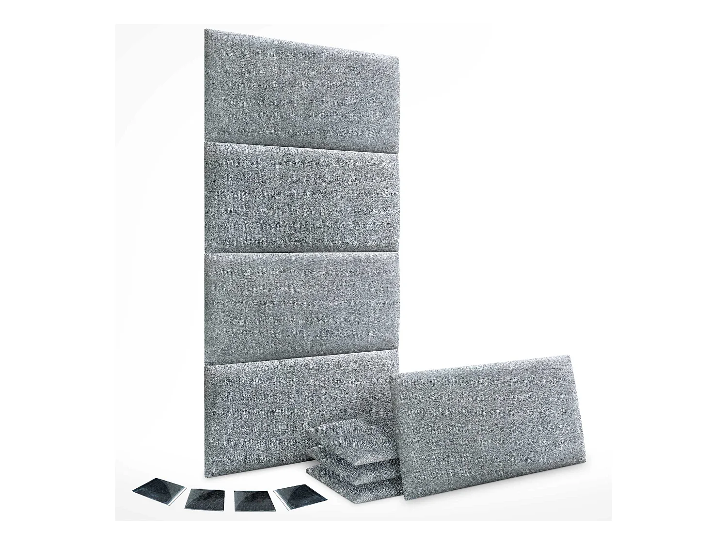 DHOME juego de 8 Paneles Tapizados de Tela Autoadhesivos para Pared Acústicos Absorbentes Protección Impactos Cabeceros (Gris Perla, 50x30cm, x8)