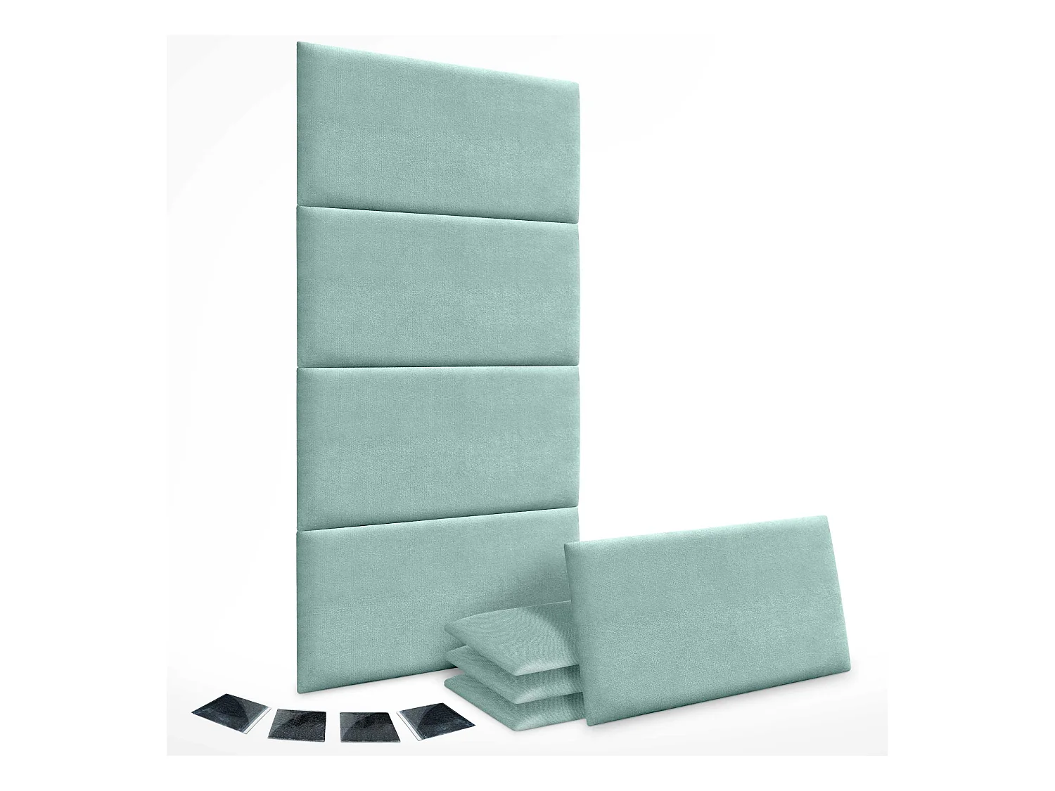 DHOME Set aus 8 Selbstklebende, gepolsterte Stoffpaneele für Wand, schallabsorbierend, stoßfest, Kopfteil (Wassergrün, 50x40cm, x8)