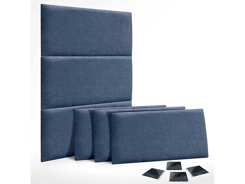 DHOME set van 6 zelfklevende gestoffeerde panelen voor muur, geluidsabsorberend, schokbescherming, hoofdbord (Blauw, 50x30cm, x6)