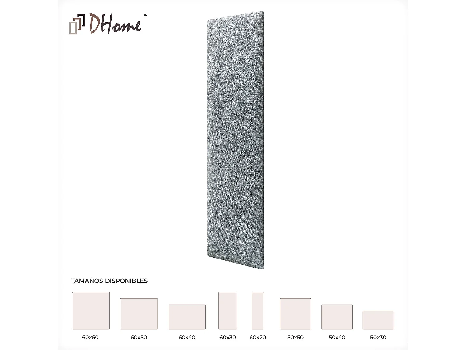 DHOME juego de 1 Panel Tapizado de Tela Autoadhesivos para Pared Acústicos Absorbentes Protección Impactos Cabeceros (Gris Perla, 60x30cm, x1)