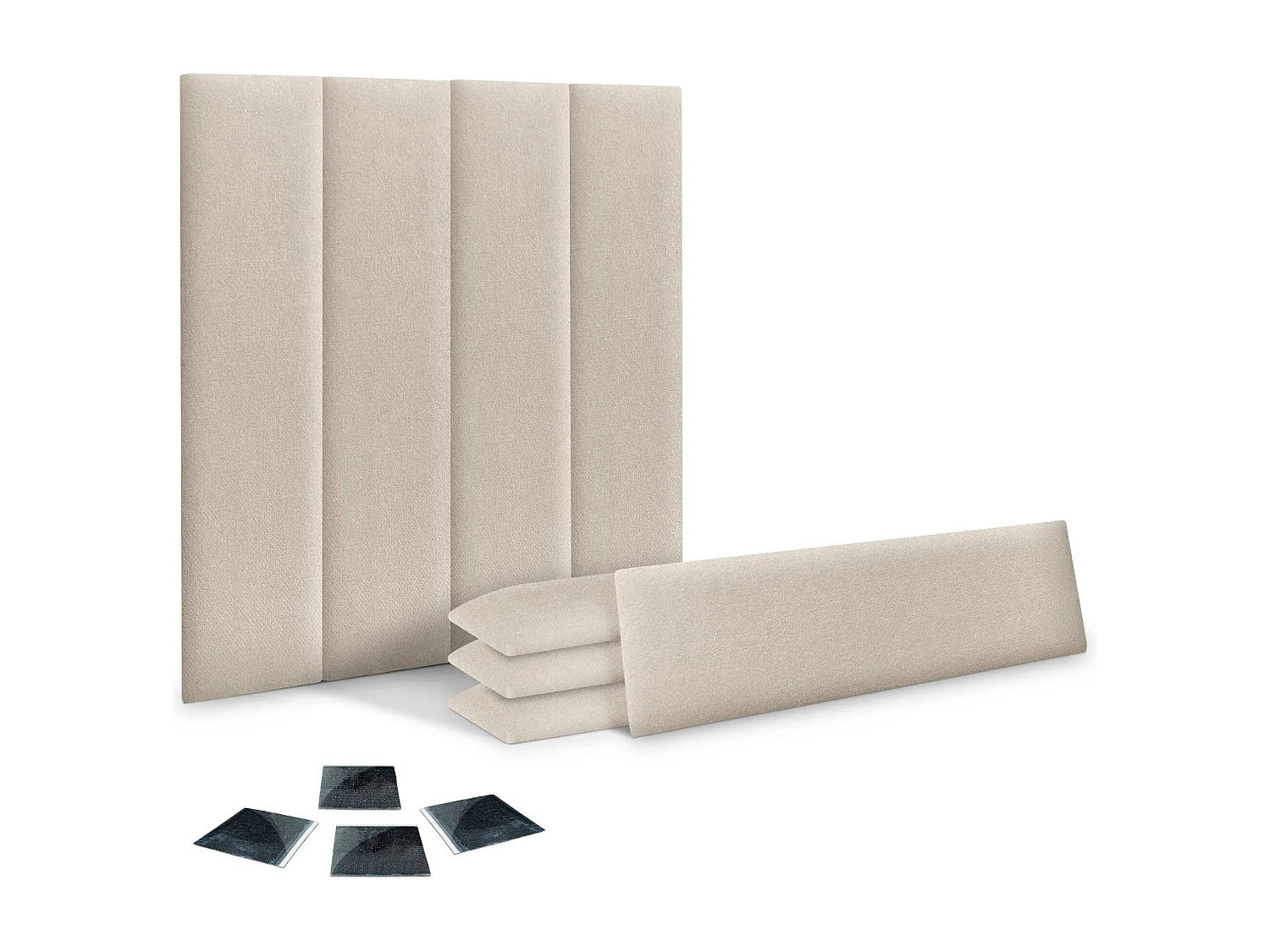 DHOME Lot de 8 Panneaux Rembourrés en Tissu Aqualine Autocollants pour Mur Acoustiques Absorbants Protection contre les Chocs (Beige, 60x20cm, x8)