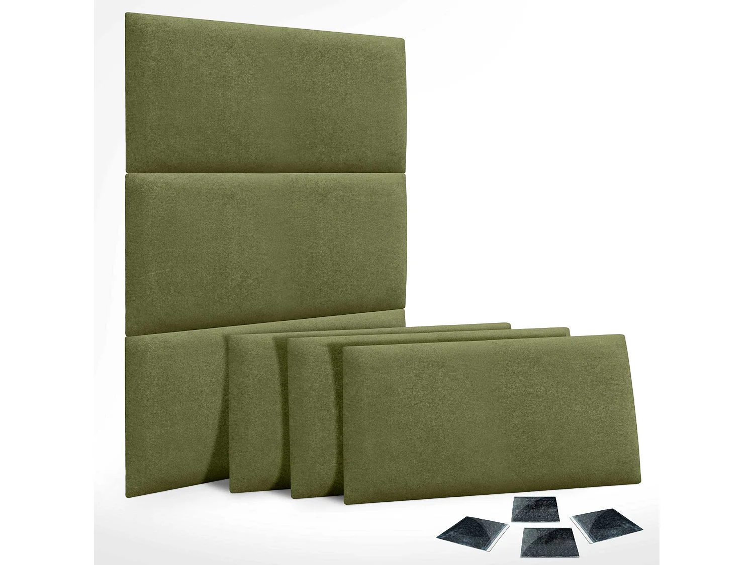 DHOME set van 6 zelfklevende gestoffeerde panelen voor muur, geluidsabsorberend, schokbescherming, hoofdbord (Groen, 50x40cm, x6)