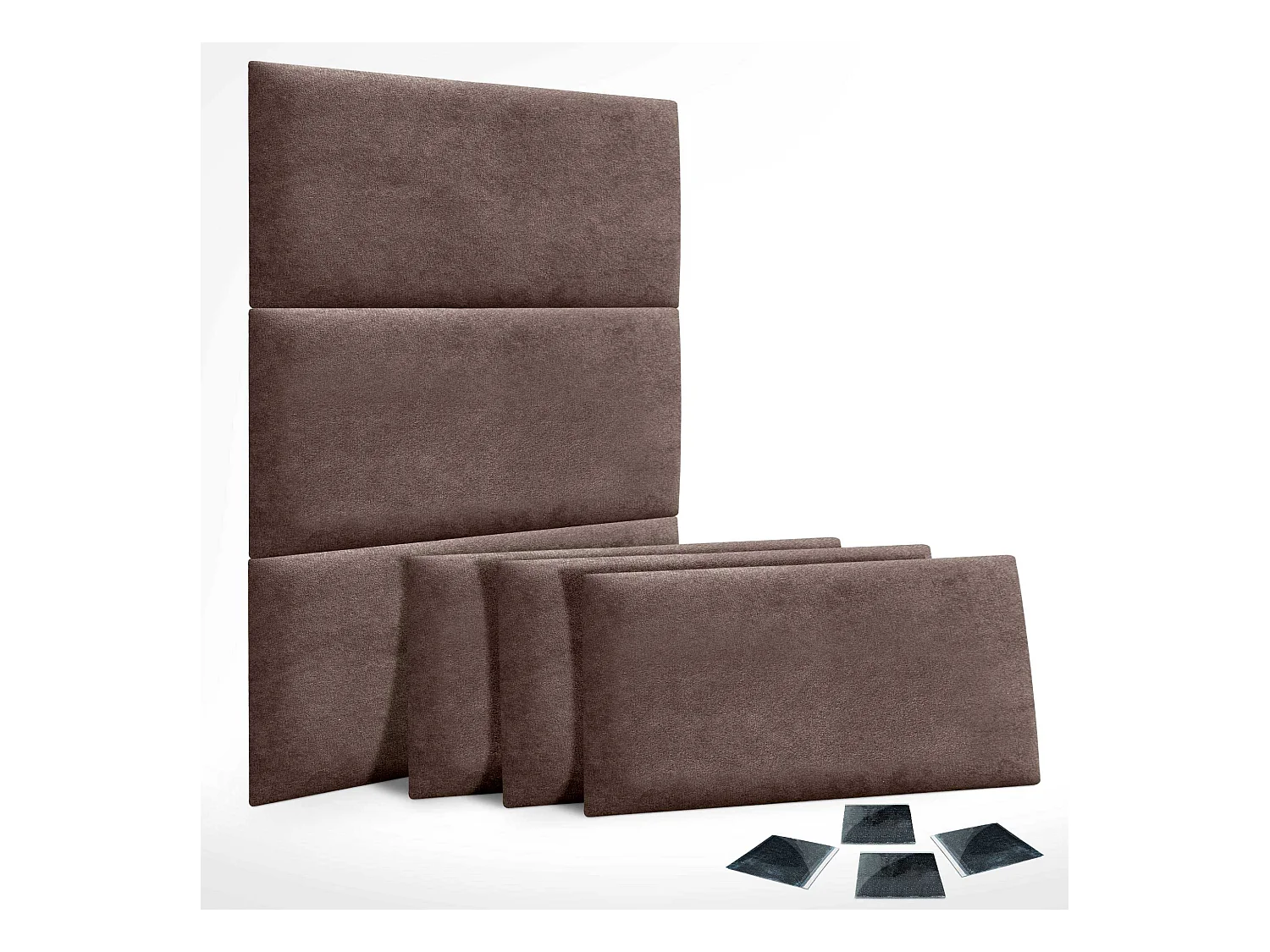 DHOME Set aus 6 Selbstklebende, gepolsterte Stoffpaneele für Wand, schallabsorbierend, stoßfest, Kopfteil (Schokoladenbraun, 60x50cm, x6)