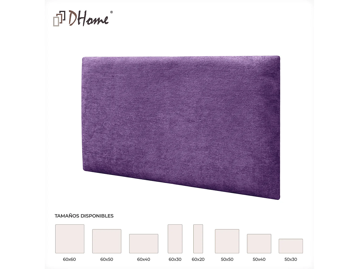 DHOME Lot de 8 Panneaux Rembourrés en Tissu Aqualine Autocollants pour Mur Acoustiques Absorbants Protection contre les Chocs (Lilas, 60x40cm, x8)