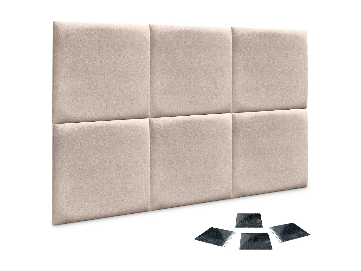 DHOME Lot de 6 Panneaux Rembourrés en Tissu Aqualine Autocollants pour Mur Acoustiques Absorbants Protection contre les Chocs (Beige, 50x50cm, x6)