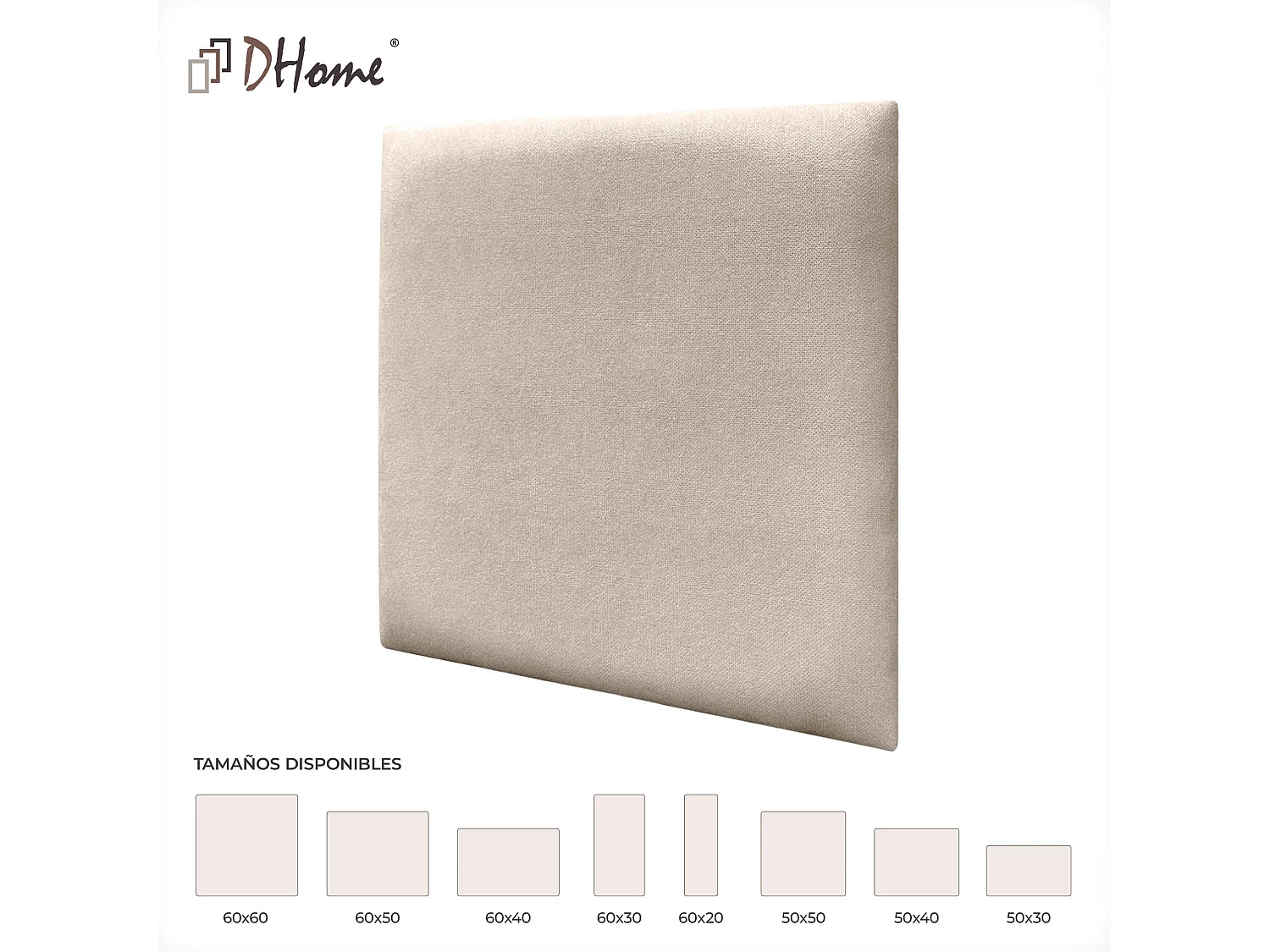DHOME Lot de 6 Panneaux Rembourrés en Tissu Aqualine Autocollants pour Mur Acoustiques Absorbants Protection contre les Chocs (Beige, 50x50cm, x6)