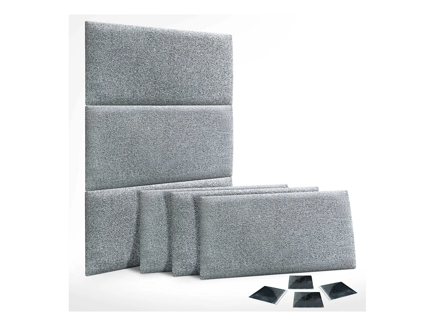 DHOME Lot de 6 Panneaux Rembourrés en Tissu Aqualine Autocollants pour Mur Acoustiques Absorbants Protection contre les choc (Gris perle, 60x50cm, x6)