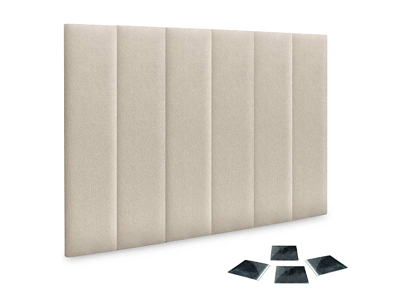 DHOME juego de 6 Paneles Tapizados de Tela Autoadhesivos para Pared Acústicos Absorbentes Protección Impactos Cabeceros (Beige, 60x30cm, x6)
