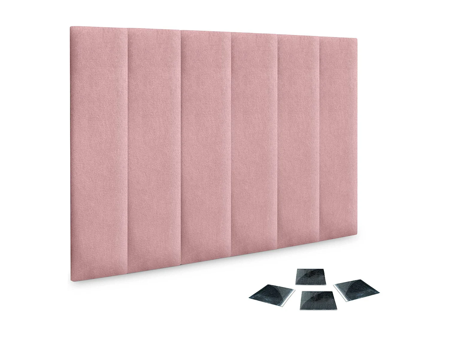 DHOME Lot de 6 Panneaux Rembourrés en Tissu Aqualine Autocollants pour Mur Acoustiques Absorbants Protection contre les Chocs (Rose, 60x20cm, x6)