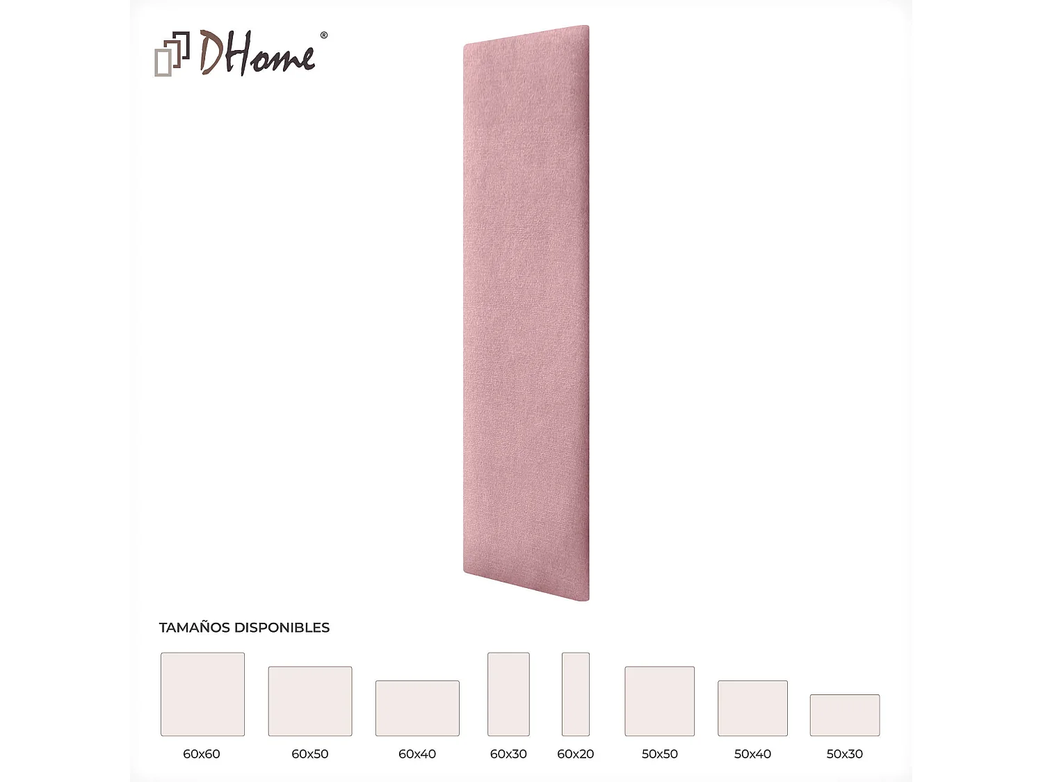 DHOME Lot de 6 Panneaux Rembourrés en Tissu Aqualine Autocollants pour Mur Acoustiques Absorbants Protection contre les Chocs (Rose, 60x20cm, x6)