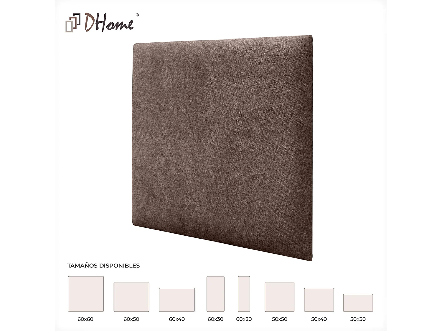 DHOME Panneaux Rembourrés en Tissu Autocollants pour Mur Acoustiques Absorbants Protection contre les Chocs Têtes de Lit  (Marron chocolat, 50x50cm)