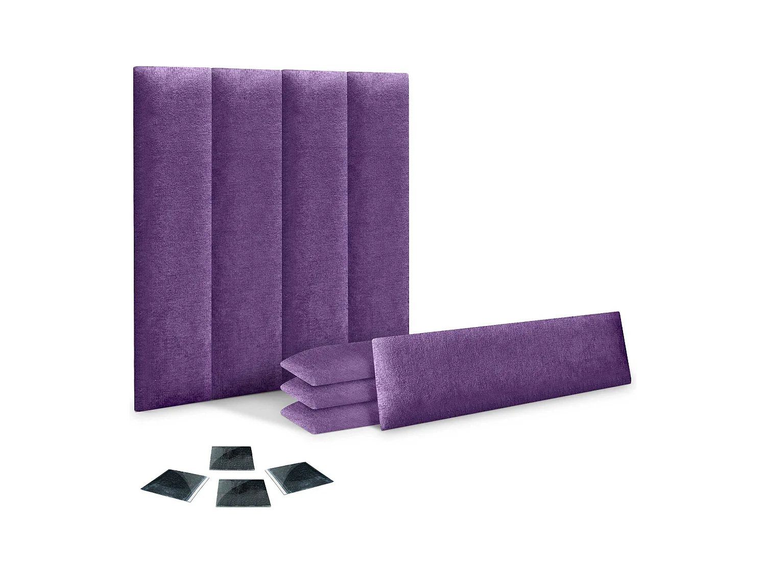 DHOME juego de 8 Paneles Tapizados de Tela Autoadhesivos para Pared Acústicos Absorbentes Protección Impactos Cabeceros (Lila, 60x20cm, x8)
