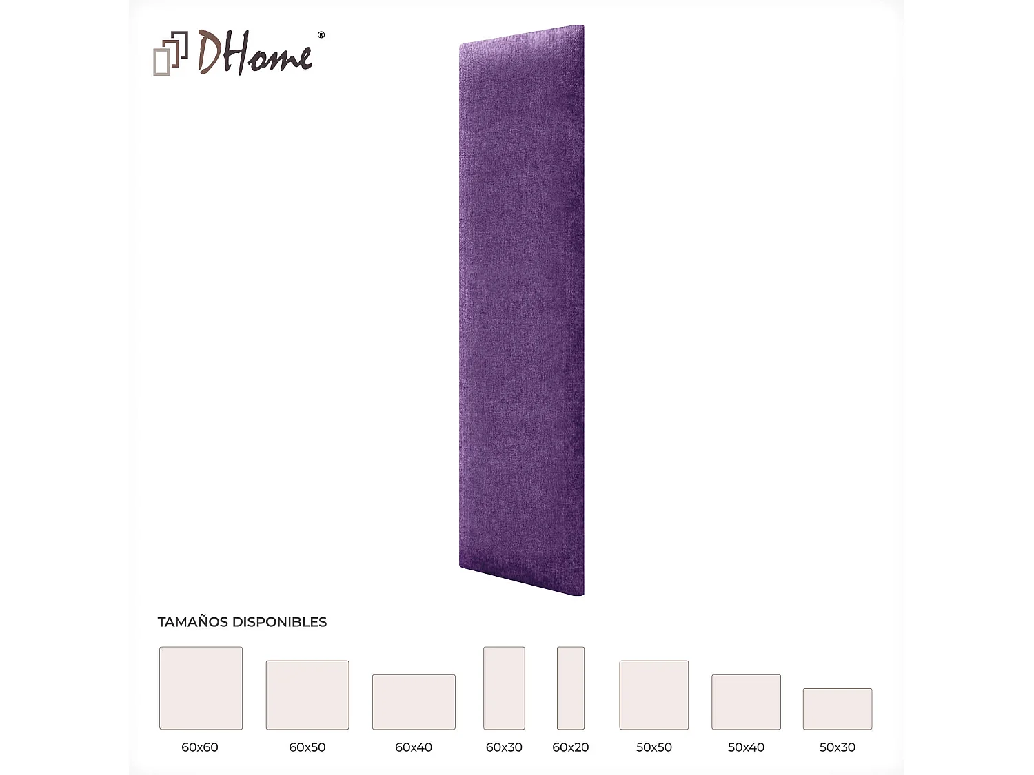 DHOME Set di 8 Pannelli Rivestiti in Tessuto Aqualine Autoadesivi per Parete Acustici Assorbenti Protezione Impatti Testiere (Lilla, 60x20cm, x8)