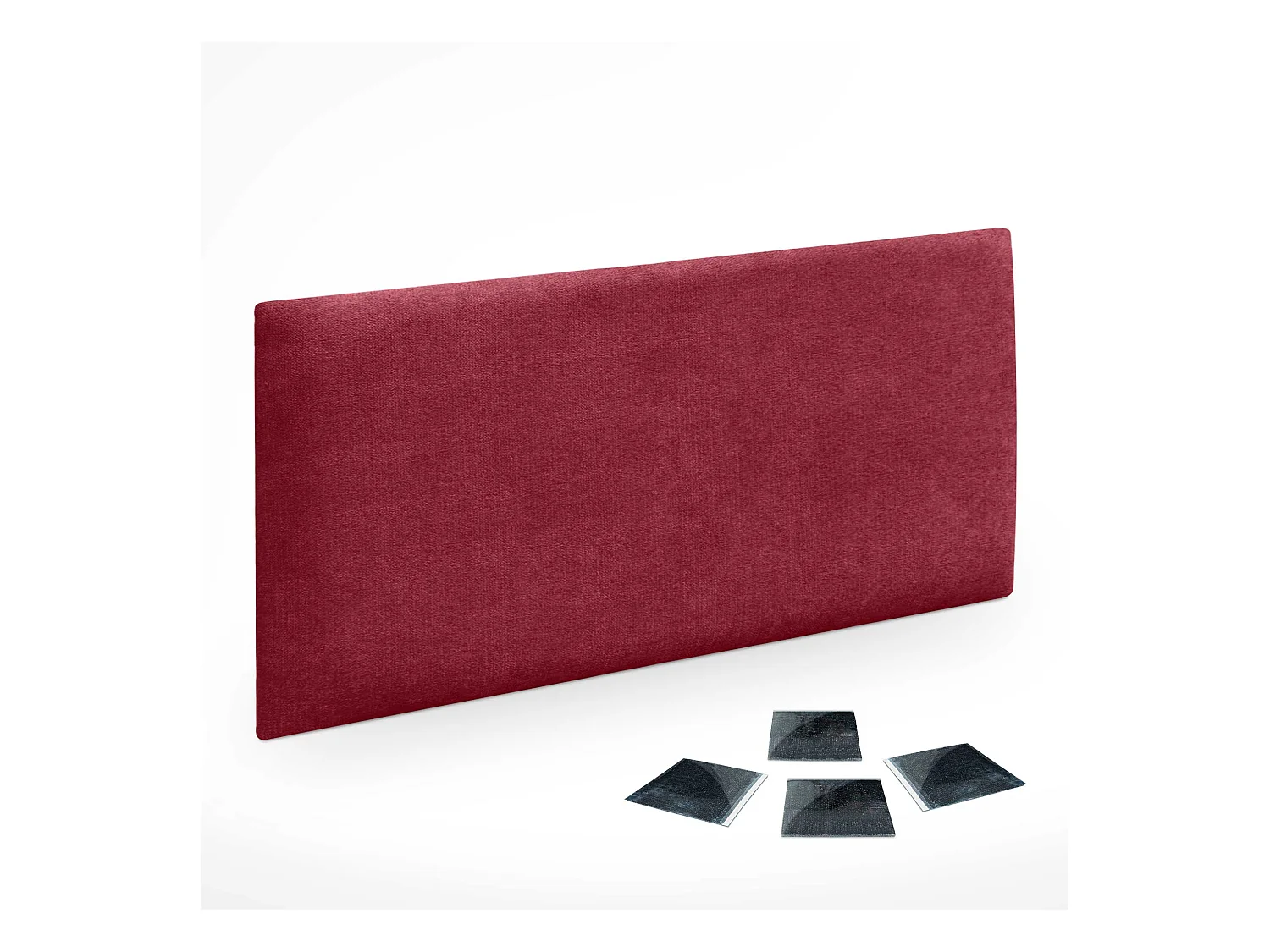 DHOME set van 1 zelfklevend gestoffeerd paneel voor muur, geluidsabsorberend, schokbescherming, hoofdbord (Rood, 60x40cm, x1)